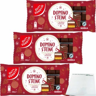 Gut&Günstig Dominosteine Zartbitter 3er Pack (3x250g Packung) + usy Block