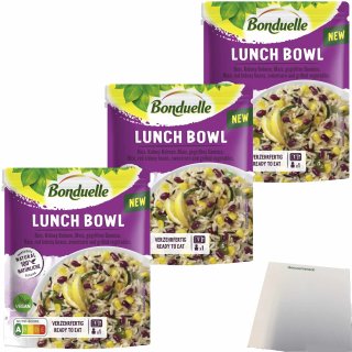 Bonduelle Lunch Bowl Reis 3er Pack (3x250g Beutel) + usy Block