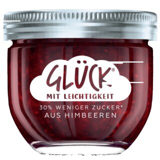 Glück Fruchtaufstrich 30% weniger Zucker Himbeere (230g Glas)