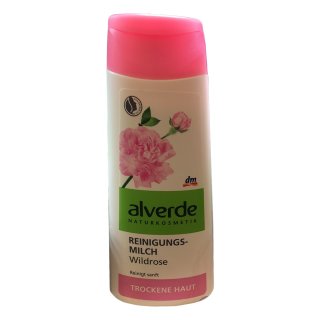 alverde Reinigungsmilch Wildrose für trockene Haut (200ml Flasche)
