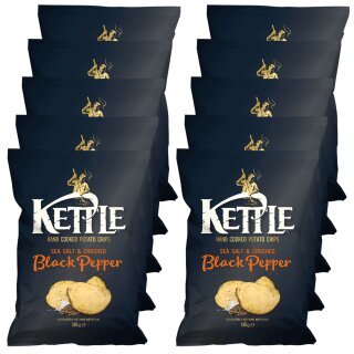 Kettle Chips mit Meersalz und schwarzem Pfeffer (10x130g Packung)