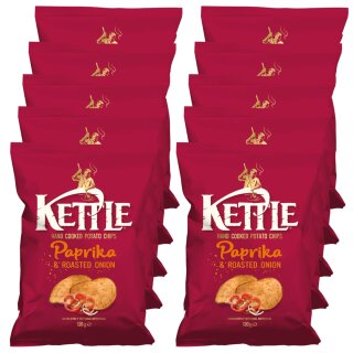 Kettle Chips mit Paprika und Zwiebel (10x130g Packung)
