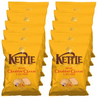 Kettle Chips mit Cheddar-Käse und Zwiebel (10x130g Packung)