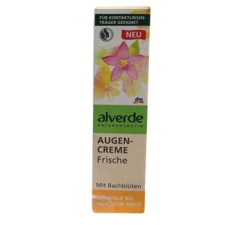 alverde Augencreme Frische mit Bachblüten für normale bis trockene Haut (15ml Tube)