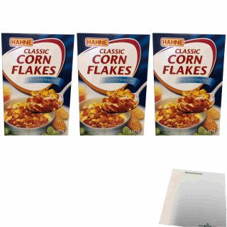 Hahne Classic Cornflakes 3er Pack (3x375g Packung) + usy Block