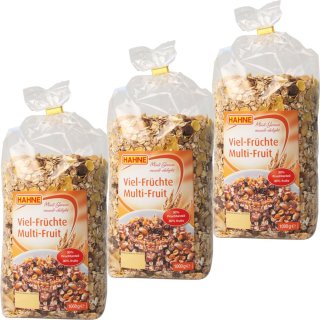 Hahne Vielfrüchte Müsli 3er Pack (3x1kg Packung)