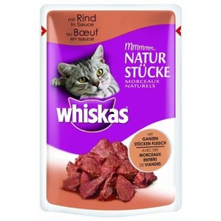 Whiskas saftigen ganzen Fleischstücken mit Rind, 85g