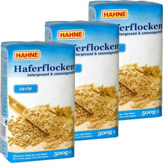 Hahne zarte Kleinblatt Haferflocken 3er Pack (3x500g Packung)