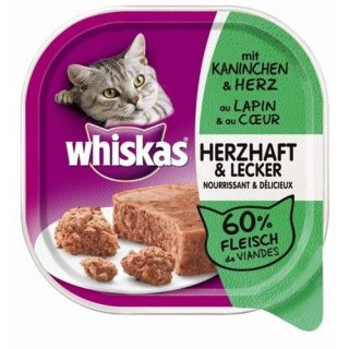 Whiskas Adult Herzhaft und Lecker mit Kaninchen und Herz, 100g