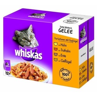 Whiskas 1+ Variationen mit Geflügel in Gelee 12 St.(12x100g)