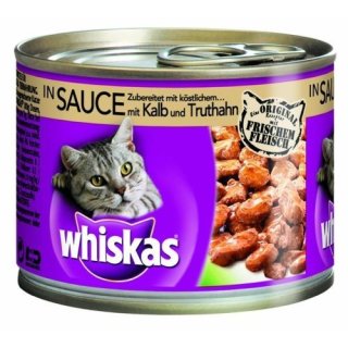 Whiskas Kalb und Truthahn in Sauce, 195g Dose