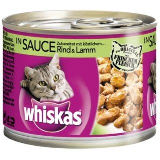 Whiskas Rind und Lamm mit Sauce, 195g Dose