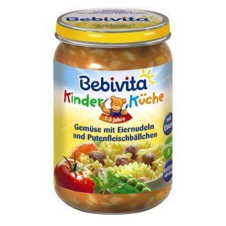 Bebivita Gemüse mit Eiernudeln und Putenfleischbällchen, 275g