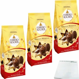 Rocher Goldene Momente Milchschokolade 3er Pack (3x90g Packung) + usy Block