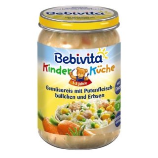 Bebivita Gemüsereis mit Putenfleischbällchen und Erbsen, 275g