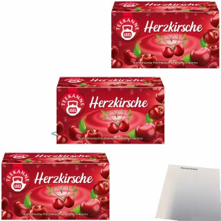 Teekanne Früchtetee Herzkirsche 3er Pack (3x45g Packung) + usy Block