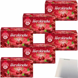 Teekanne Früchtetee Herzkirsche 6er Pack (6x45g Packung) + usy Block