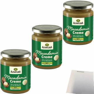Alnatura Bio Macadamia Creme 3er Pack (3x225g Glas) + usy Block