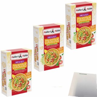 Müller´s Mühle Couscous mittelgroß 3er Pack (3x500g Packung) + usy Block