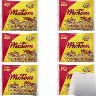 Mr. Tom minis Erdnuss 6er Pack (6x200g Riegel) + usy Block