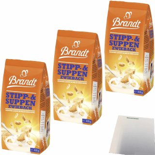Brandt Stipp und Suppen Zwieback 3er Pack (3x400g Packung) + usy Block