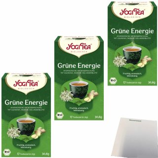 Yogi Tea Grüne Energie 3er Pack (3x30,6g Beutel) + usy Block