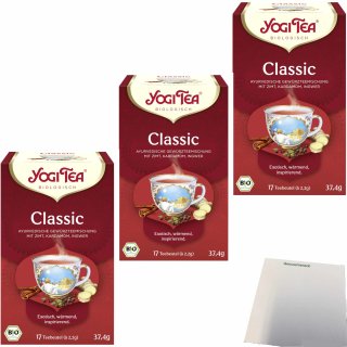 Yogi Tea Classic 3er Pack (3x17x2,2g Packung) + usy Block