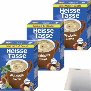 Heisse Tasse Waldpilz Creme Suppe 3er Pack (3x 4 Beutel a 16,4g) + usy Block