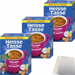 Heisse Tasse Chinese Style mit Gemüse Suppe 3er Pack (3x 4 Beutel a 11,7g) + usy Block