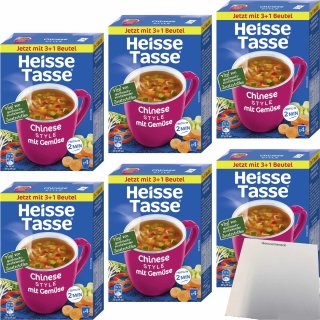 Heisse Tasse Chinese Style mit Gemüse Suppe 6er Pack (6x 4 Beutel a 11,7g) + usy Block
