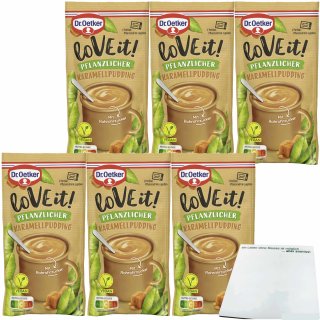 Dr. Oetker LoVE it! pflanzlicher Karamellpudding 6er Pack (6x48g Beutel) + usy Block