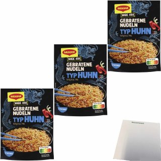 Maggi Gebratene Nudeln mit Huhn 3er Pack (3X121g Beutel) + usy Block
