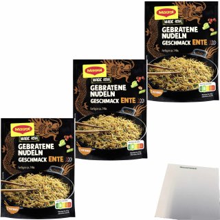 Maggi Magic Asia Gebratene Nudeln Geschmack Ente 3er Pack (3x119g Beutel) + usy Block
