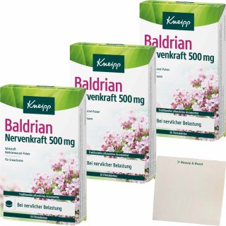 Kneipp Baldrian Nervenkraft 500mg bei Stress 3er Pack (3x 30 Tabletten) + usy Block