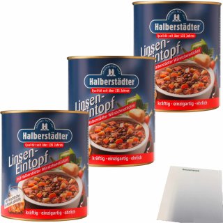 Halberstädter Linseneintopf 3er Pack (3x800g Dose) + usy Block