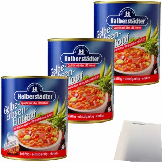 Halberstädter gelber Erbseneintopf 3er Pack (3x800g Dose) + usy Block