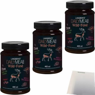 Langbeins DailyMeal Wild Fond 3er Pack (3x400ml Glas) + usy Block