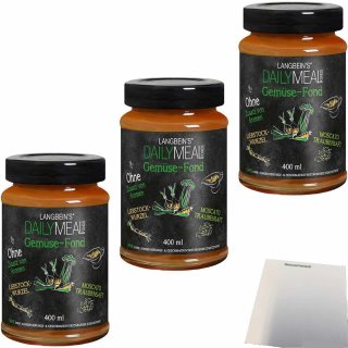 Langbeins DailyMeal Gemüse Fond 3er Pack (3x400ml Glas) + usy Block