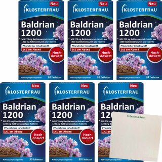 Klosterfrau Baldrian 1200 6er Pack (6x30 Dragees) + usy Block