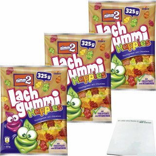 nimm2 Lachgummi Happies 3er Pack (3x325g Packung) + usy Block