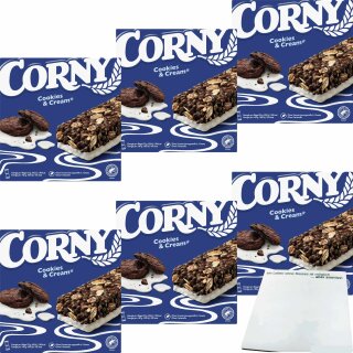 Corny Cookies & Cream 6 Riegel 6er Pack (6x138g Packung) + usy Block