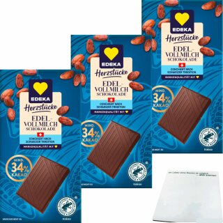 Edeka Herzstücke Edelvollmilch Schokolade 3er Pack (3x100g Tafel) + usy Block