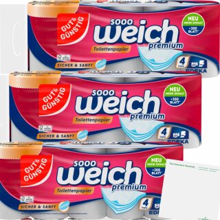 Gut&Günstig Toilettenpapier premium 4-lagig 3er Pack (30 Rollen) + usy Block