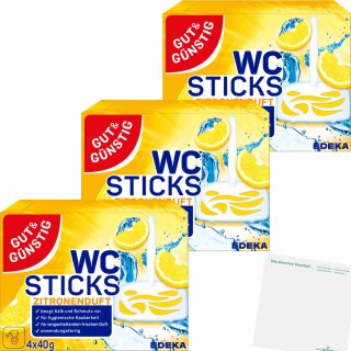 Gut&Günstig WC-Sticks Lemon 3er Pack (3x 4x40g Packung) + usy Block