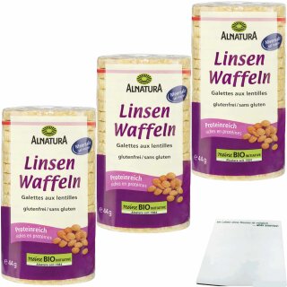 Alnatura Bio Linsenwaffeln 3er Pack (3x44g Beutel) + usy Block
