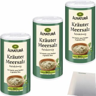 Alnatura Bio Kräuter Meersalz 3er Pack (3x200g Dose) + usy Block