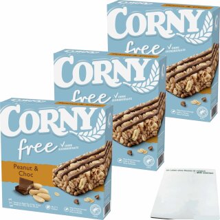 Corny free Peanut & Choc 6 Riegel 3er Pack (3x120g Packung) + usy Block