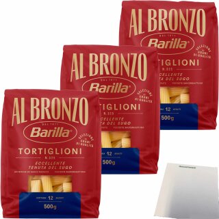 Barilla Albronzo Tortiglioni N.325 3er Pack (3x500g Packung) + usy Block