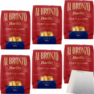 Barilla Albronzo Tortiglioni N.325 6er Pack (6x500g Packung) + usy Block