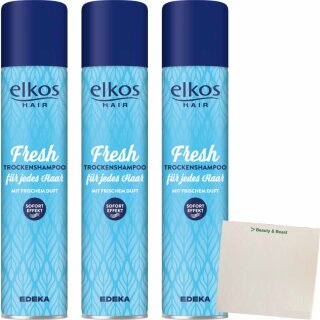 Elkos Trockenshampoo Fresh 3er Pack (3x200ml Flasche) + usy Block